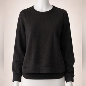 Madewell Quilted Texture Sweatshirt | Black Crewneck | Long Sleeve Pullover
